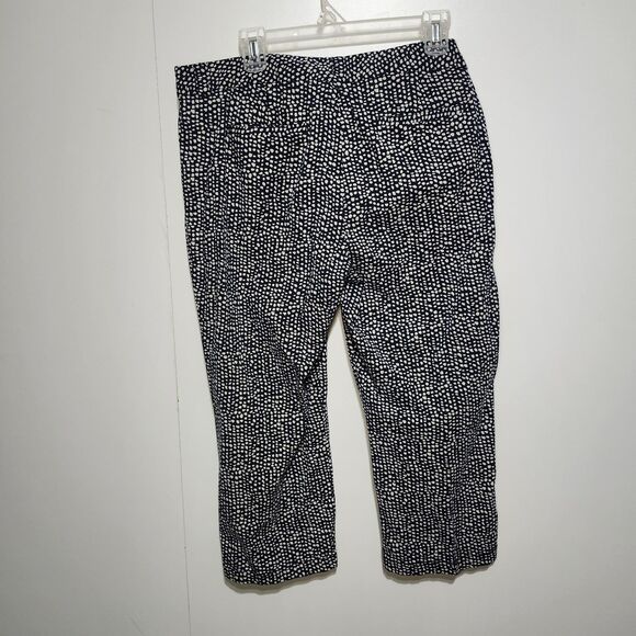 LOFT Original Crop Pants Women Size 14 Navy White Print Stretch Ann Taylor Loft - Picture 3 of 12